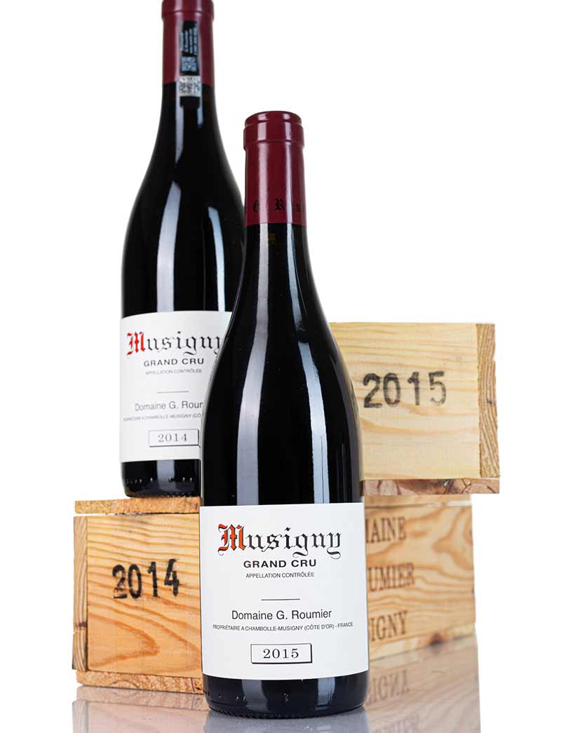 Lot 528,529: 2 bottles 2014 & 1 bottle 2015 G. Roumier Musigny in owc